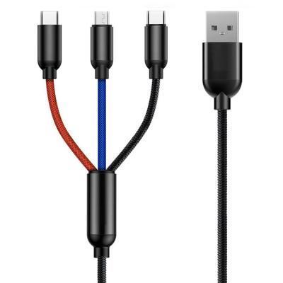 China High Quality Micro USB Type Mobile Phone Fast Charging Nylon Braided Fiber Optic 4 Core V8 C V8 In 1 Cable for sale