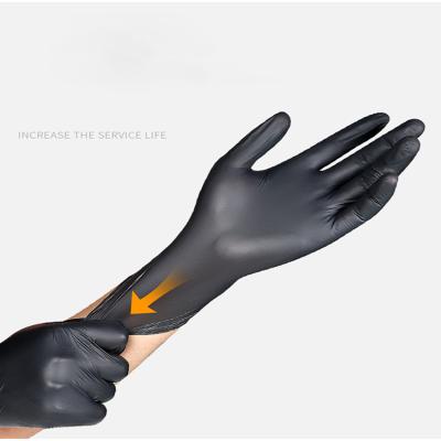 China Ordinary work gloves cheap price 100% nitrile coat gloves industrial waterproof powder free black gloves long food for sale