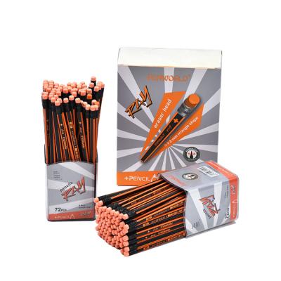 China Office & 72pcs Bulk School Pencil Wooden HB Pencil By Box Red Triangle Bar Pencil Exam Sketch Writing Pencil Stationery Set With Bulk Eraser for sale