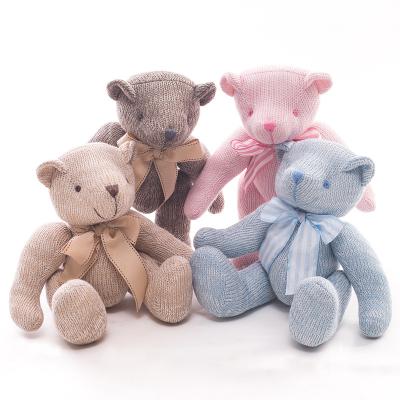 China Handmade Knitted Teddy Bear Toy Animal Dolls Baby Toys Crochet Plush 28cm Knitted Stuffed Animal Dolls for sale