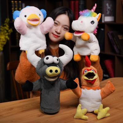 China Educational Toys For Children Hot Sale Plush Hand Puppet Unicorn Penguin Cow Stuffed Animal Chicken Plush Educational Puppets for sale