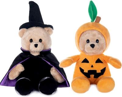 China Halloween Toy Stuffed Animal Teddy Bear Soft Plush Pumpkin Stuffed Wizard Toy with Fliptable Hats Ornaments for Kids Toddler for sale