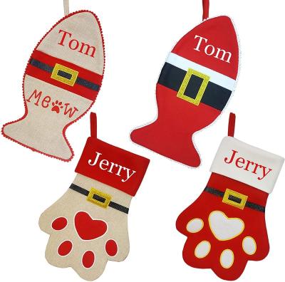 China Paw Christmas Stockings Amazon Hot Sale Pet Christmas Stocking Promotional Gifts 2022 for sale