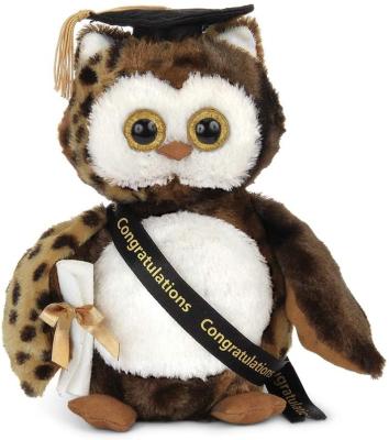 China Soft Brown Soft Owl Graduation Plush With Hat And Diploma Graduation Plush Toys School Promotion Gifts for sale