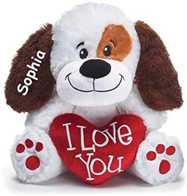 China Valentine's Day Personalized Sweet Soft Resting I Love You Puppy With Heart Stuffed Plush Toy Keepsake Gift For Boys Or Girls for sale