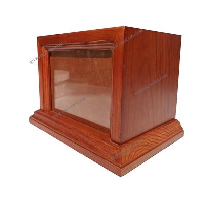 China Cherry Finish Wooden Box Classic Stocked for Cremated Remains Wooden Urns for Dogs Cherry Wood Photo Urn for sale