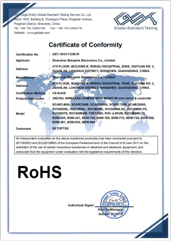 RoHS - Shenzhen Betoptek Electronics Co., Ltd.