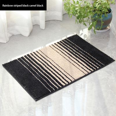 China New Polyester Fiber Polyester 3 Color Stripes Bath Super Soft Absorbent Eco-Friendly Sustainable Anti-Slip Mat Customized Anti-Slip Mat for sale