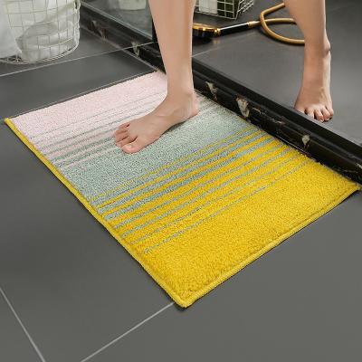 China Sustainable Fashionable 3 Color Striped Bathroom Mats Absorbent Non-Slip Bathroom Floor Mat for sale