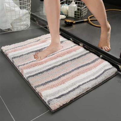 China Hotel Microfiber Colored Striped High Quality Striped Anti-slip Mat Home Floor Viable Hot Selling Mat Home Bathroom Non-slip Mat for sale