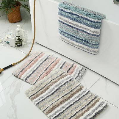 China Viable Wholesale Bath Mat Hotel Household Simple Stripes Quickly Absorb Moisture Non-slip Bath Mat for sale