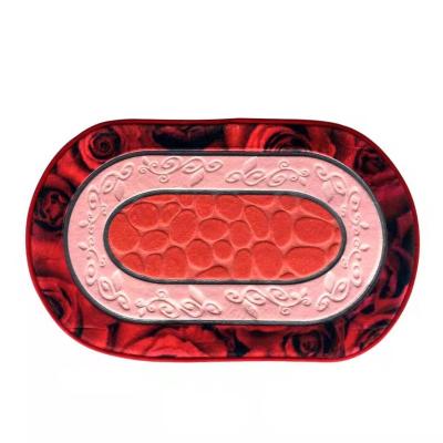 China 3D Non-slip Patterning Entrance Oval Bathroom Living Room Carpet Flannel Floor Mat Absorbent Non-Slip Door Mat for sale