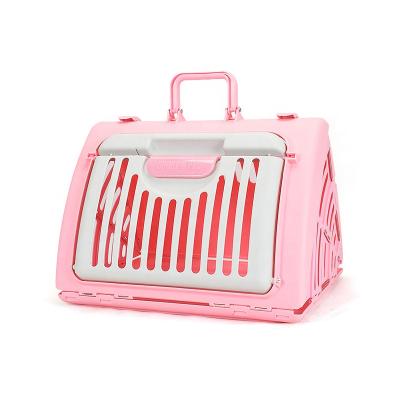 China Airline Approved Puppy Cat Outdoor Travel Portable Plastic Foldable Breathable Pet Carrier Viable for sale