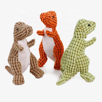 China Sustainable Cute Dinosaur Shaped Pet Molar Toys Bite Chew Resistant Animal Dog Plush Squeaky Toy for sale