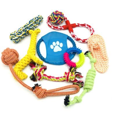 China 10 Pack Puppy Sustainable Chew Toys Dog Teething Cotton Puppies Rope Pet Training Toys For Dogs for sale