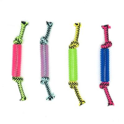 China Sustainable Wholesale Pet Toys TPR Dog Chew Toys Cotton Rope Toys for sale