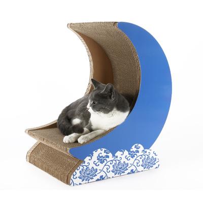 China New design china moon shape viable cat scratching post cardboard cat bed scratcher lounge for sale