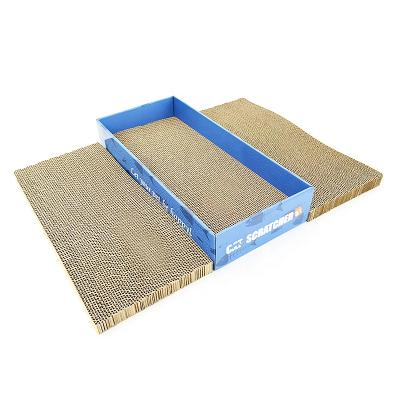 China Viable Corrugated Cardboard Cat Scratcher Cardboard Cat Scratching Board Box of 3 Layers with Catnip for sale