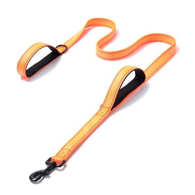 China High Quality Nylon Reflective Dog Leash Double Handle Dog Leash for sale