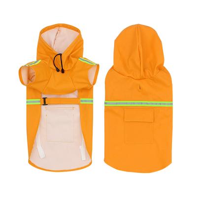 China Viable Wholesale Dog Accessory Waterproof Fabrics Raincoat Reflective Pet Rain Jacket With Hood For Dogs for sale