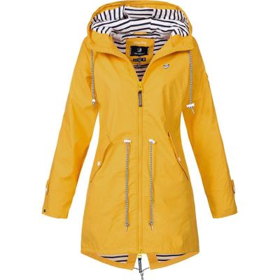 China Anti Shrink Winter Coat Women Fashion Solid Rain Jacket Outdoor Jackets Waterproof Windproof Hooded Raincoat for sale