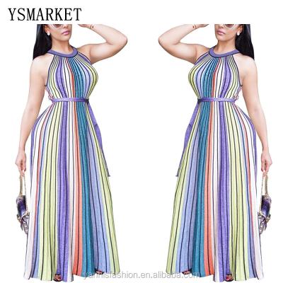 China New Fashion Design Bandage Dress Anti-Static Sleeveless Long O-Neck Summer Maxi Print Dresses EY004 for sale