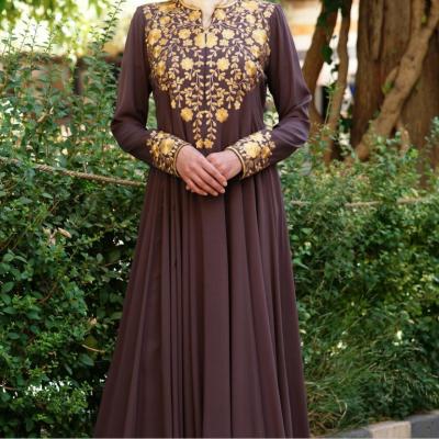 China Can make changes if you want Women's Abaya Turkey Long Casual Muslim Floral Print Maxi Dress for sale