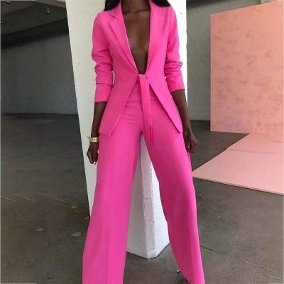 China Breathable Bow Ladies Suits Women Suits Office Sets Casual Blazer And Pants Sets Formal Two Piece Set for sale