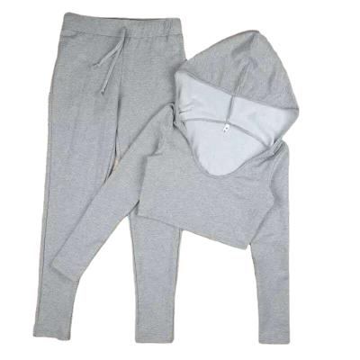 China Solid Color Women Ladies 2Pcs Tracksuit Hoodies V-Neck Breathable Sweatshirt Pants Casual Sports Wear Tops Sets for sale