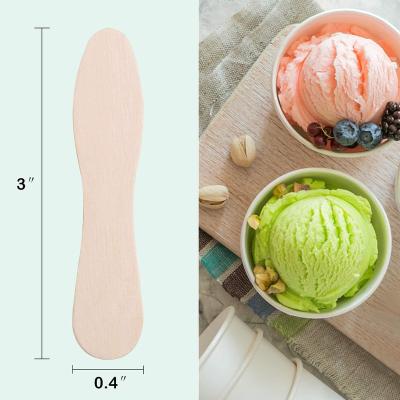 China Nature Sustainable Biodegradable Birch Paper 75mm Mini Newell Chinese Beech Wood Wrapping Ice Cream Spoon Wood Use For Ice Cream for sale