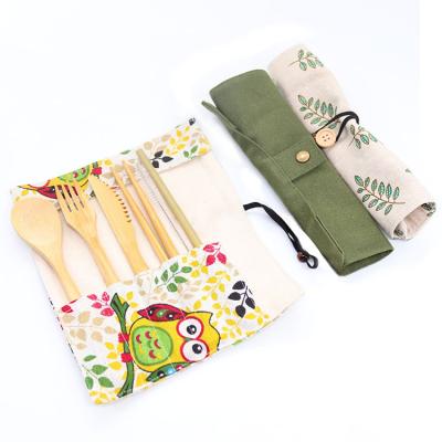 China NEWELL 20cm Travel Flatware Set Travel Flatware Spoon Knife Fork Knife Spoon Indoor Organic Bamboo Chopsticks Reusable Dispo With Cloth Bag for sale