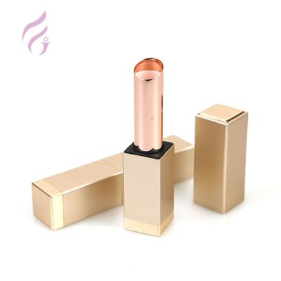 China Luxury Rose Gold Cosmetic Empty Packaging Tube Lipstick Gold Lipstick Tubes Fit Magnetic Lip Balm Container 3g Low Moq for sale