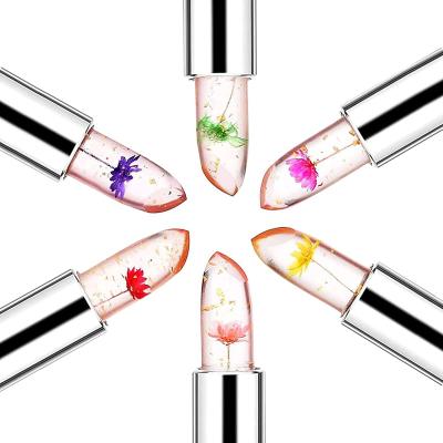 China Waterproof 6 Pack Crystal Flower Jelly Lipstick Long Lasting Lip Nutritious Moisturizer Lip Balm Temperature Magic Color Change for sale