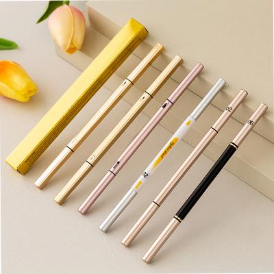 China New Product Golden Waterproof Double Head Auto Powder Waterproof Logo Private Label Eye Brow Custom Eyebrow Pencil With Brush for sale