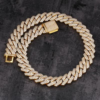 China High Quality Hiphop 925 Sterling Silver Hip Hop Cuban Link Chain Iced Out Miami Cuban Link Necklace For Men for sale