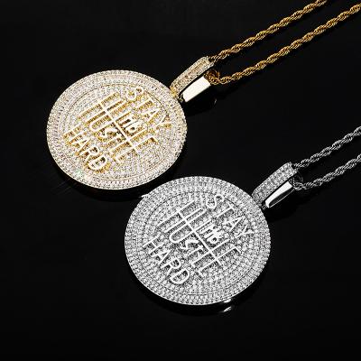 China Hiphop Hip Hop INS Style Round Shape Pendant With Letters Personalized CZ Pendants for sale