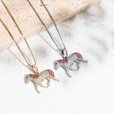 China Hiphop Fashion S925 Sterling Silver 925 Animal Pendant CZ Horse New Small Pony Pendants For Women Men Gift for sale