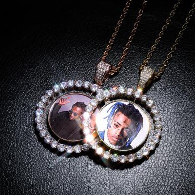 China 2019 Brass New Design Rotating Double Side Photos Pendant Custom HipHop Image Pendant for sale