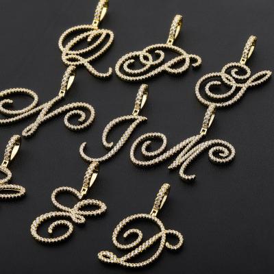 China 2020 Hiphop New Vintage Style Iced Out Letter Pendant Necklace Custom Name Letter Pendant for sale