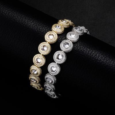 China New Small Micro Insert Hiphop 15mm Round Shape Single CZ Bracelet Row Fashion Bracelets for sale