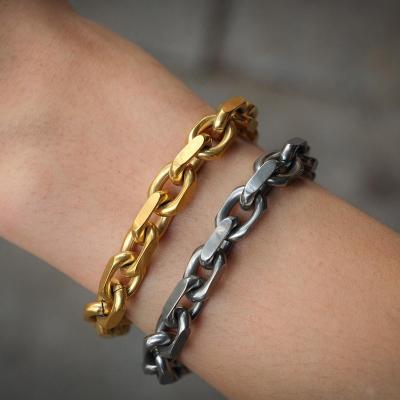 China New Design Stainless Steel PVD Gold Plated Stainless Steel Rolo Bracelet O Shape Bracelet for sale