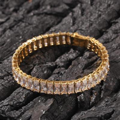 China New Arrival Stainless Steel Bling Bling AAA Zircon Iced Out Diamond Stainless Steel Men's Bracelet HipHop Bracelet for sale