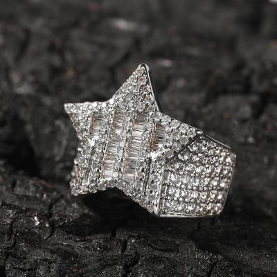 China Wholesale Hiphop Wand Star Ring CZ Five-pointed Star Rings For Couples Lovers for sale