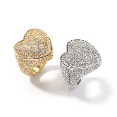 China Hiphop Heart Shape Rings AAA Beautiful Zircon Love Ring Great For Women Men Gift for sale