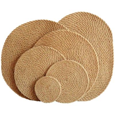 China Nordic Viable Canvas Insulation Straw Woven Insulation Mat Household Insulation Table Vase Dish Pad Pot Heat Resistant Wear Resistant Mat for sale