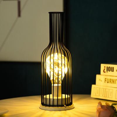 China Nordic minimalist decorative led glass lamp iron lamp red wine bottle copper wire led decoration night light home decoration for sale