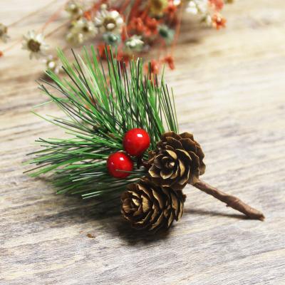 China Christmas Simulation Of Artificial Pine Needles Fork Pine Needle Branches DIY Mini Christmas Decoration Accessories for sale