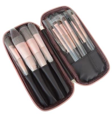 China Angular Blush Black Rose Gold Color Professional Makeup Brush Set With Bag Suitable For Multiple Purposes for sale