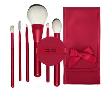 China Angular Blush Red Wool Brush Luxury Professional Head Oxidized Thickened Aluminum Tube Makeup Brush Set for sale