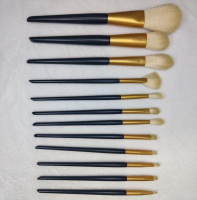 China Angular Blush Brush Head High Quality Variety Shapes Blue Gold Makeup Brush Set for sale